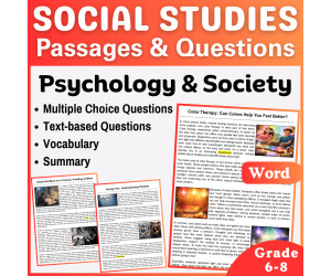 Social Studies Reading Passages: Psychology and Society (Word)