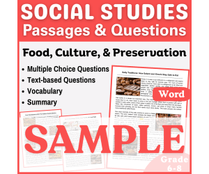 Social Studies SAMPLE Reading Passage: Food in South America (Word)