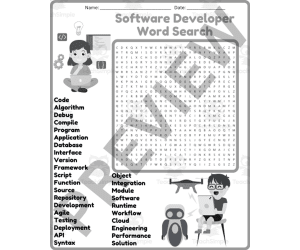 Software Developer Word Search Puzzle Worksheet Activities