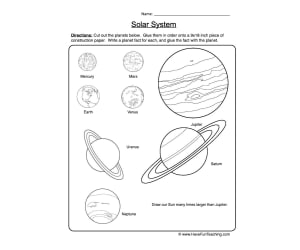 Solar System Order Worksheet