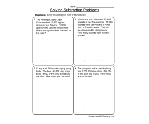 Solve Subtraction Word Problems Worksheet