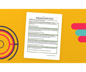 Solving Multiplication Word Problems Worksheet