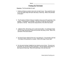 Solving Perimeter Word Problems Worksheet