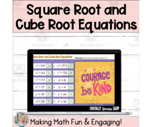 Solving Square and Cube Root Equations Digital Self-Checking Activity