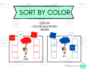 Sort-Grouping Activity by Color, color and words - girl version