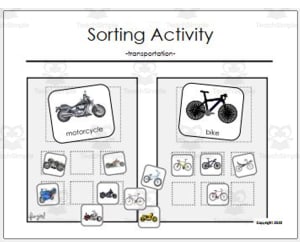 Sorting Activity: Transportation - Non-identical items