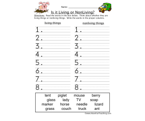 Sorting Living and Non-Living Things Worksheet