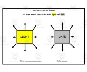 Sources of Light Worksheet