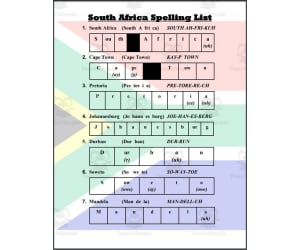 South Africa Spelling List