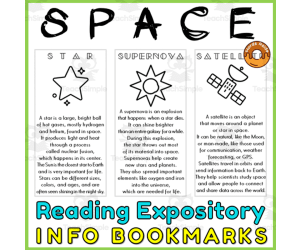 SPACE Bookmarks Reading Writing Cards Resource 2
