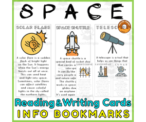 Space Bookmarks Reading Writing Cards Resource