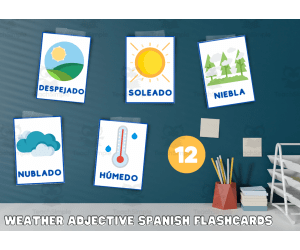 Spanish Adjective Weather Words Flash Cards