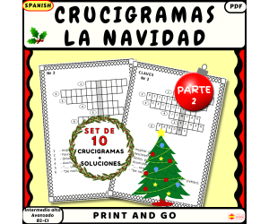 Spanish Christmas puzzle Part 2 with Keys Crucigrama La Navidad