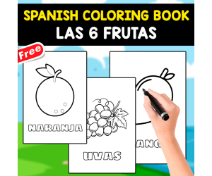 SPANISH COLORING PAGES | 6 FRUITS IN SPANISH