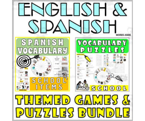 Spanish English Bilingual Vocabulary Activities SCHOOL ITEMS