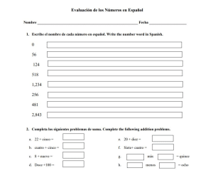 Spanish: Evaluación de Números -Suma y Resta -Addition and Subtraction