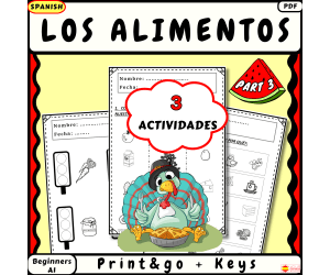 Spanish Food vocabulary activities for kids Los alimentos Part 3