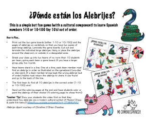 Spanish Game to Learn Numbers 1-10 or 10-100!