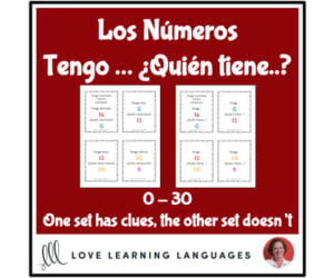 Spanish: Numbers 0-30: I Have Who Has? Game