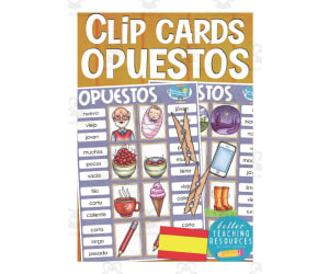 Spanish: Opposites Clip Cards | Vocabulary Practice Activity