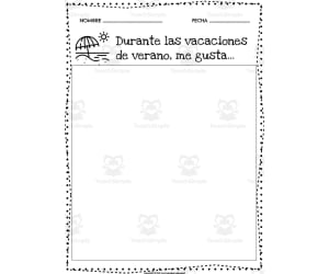 Spanish: Primary Writing Program | "During the summer holidays, I like..."