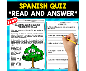 SPANISH READING COMPREHENSION TEXT | EL ÁRBOL QUE NO QUERÍA PERDER SUS