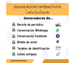Spanish: RECURSOS ESCAPE ROOMS - CREATIVATEPRIMARIA