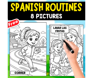 SPANISH ROUTINES | 8 COLORING PAGES