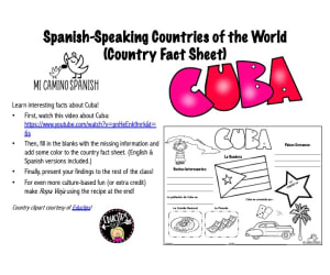Spanish-Speaking Countries of the World - CUBA (Country Fact Sheet & Activity)