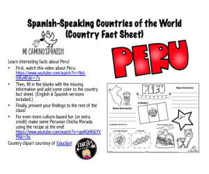 Spanish-Speaking Countries of the World - PERU (Country Fact Sheet & Activity)