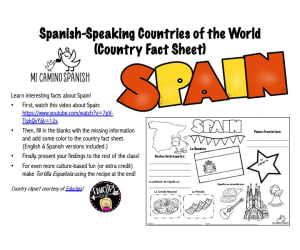 Spain Country Fact Sheet – Spanish & English Activity
