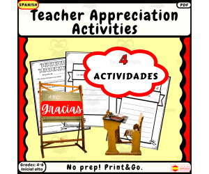 Spanish Teacher Appreciation Week print activities Día del maestro