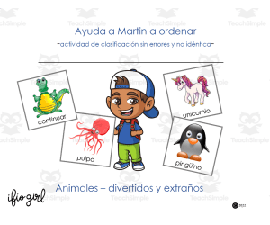 Spanish Version - Sorting Common, Fun & Strange animals - errorless and non-identical