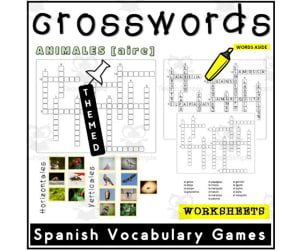 Spanish Vocabulary Crossword Task Cards 1