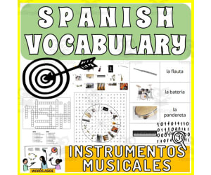 Spanish Vocabulary Flash Crossword Wordsearch Anagram MUSIC
