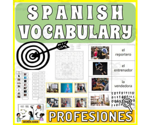 Spanish Vocabulary Flash Crossword Wordsearch Anagram PROFESSIONS