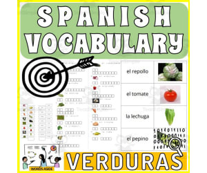 Spanish Vocabulary Flash Crossword Wordsearch Anagram VEGETABLES