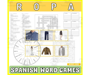 Spanish Word Games | Crossword Wordsearch Anagram | CLOTHES