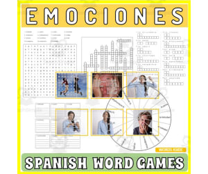 Spanish Word Games | Crossword Wordsearch Anagram | EMOTIONS