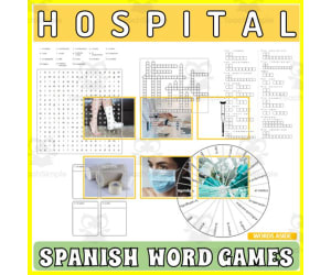 Spanish Word Games | Crossword Wordsearch Anagram | HOSPITAL