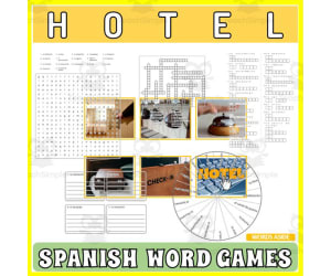 Spanish Word Games | Crossword Wordsearch Anagram | HOTEL