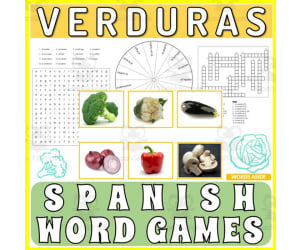Spanish Word Games | Crossword Wordsearch Anagram | VEGETABLES