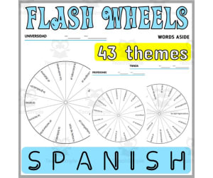 Spanish Word Games with Puzzles Flash Cards Themes