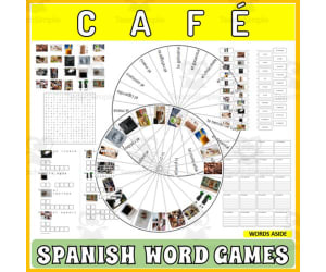 Spanish Word Puzzles Crossword Wordsearch Anagram CAFE