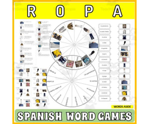 Spanish Word Puzzles Crossword Wordsearch Anagram CLOTHES