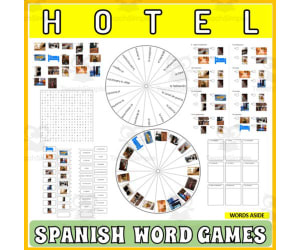Spanish Word Puzzles Crossword Wordsearch Anagram HOTEL
