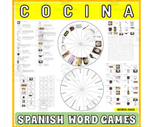 Spanish Word Puzzles Crossword Wordsearch Anagram KITCHEN