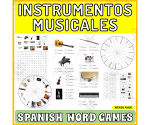 Spanish Word Puzzles Crossword Wordsearch Anagram MUSIC