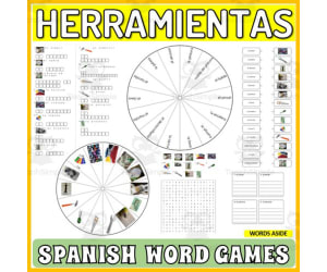 Spanish Word Puzzles Crossword Wordsearch Anagram TOOLS PAINTS
