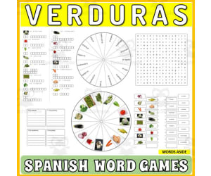 Spanish Word Puzzles Crossword Wordsearch Anagram VEGETABLES